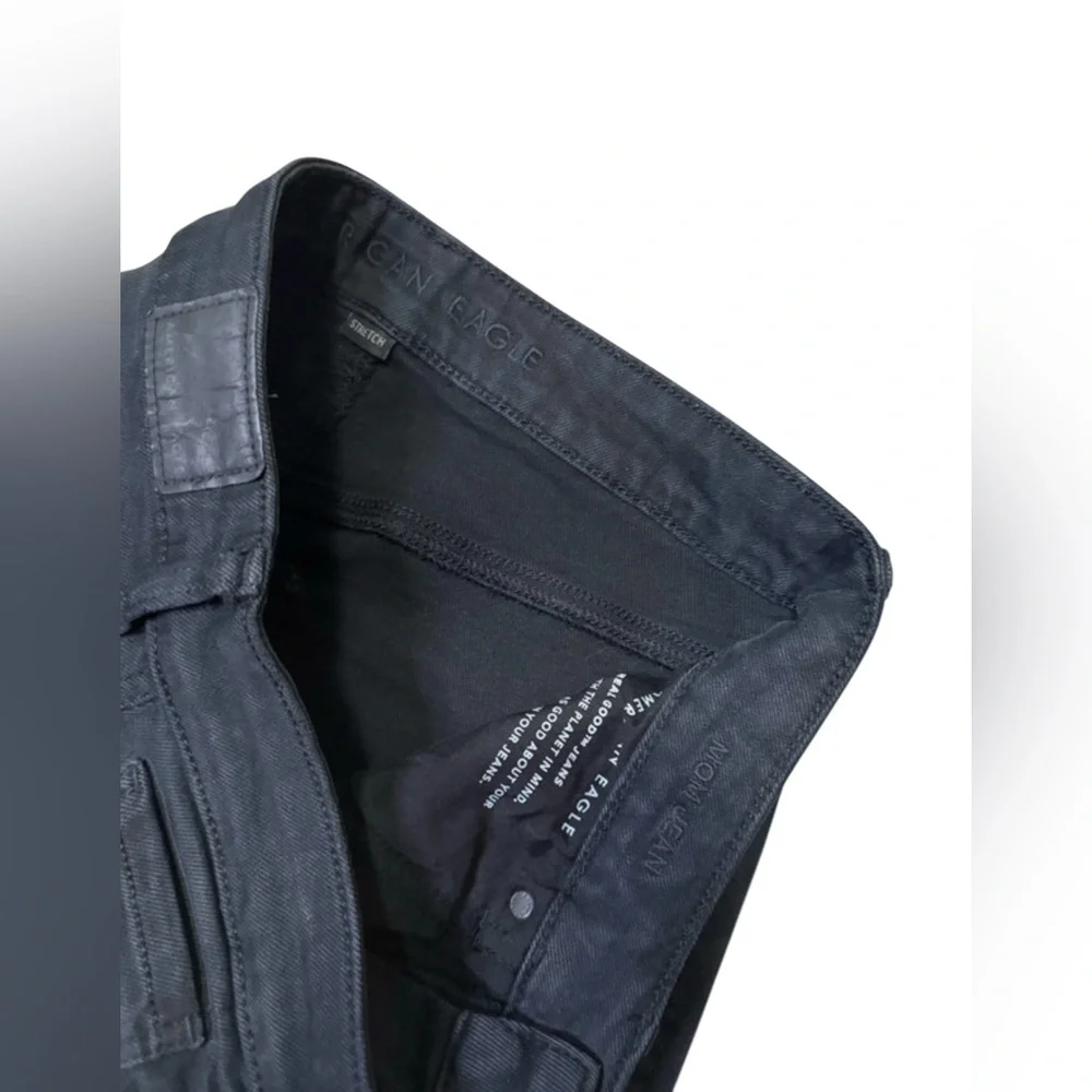 American Eagle Black Mom Jeans Size 6 Long - Picture 4 of 8